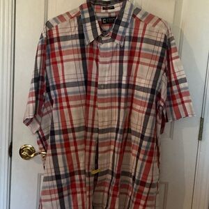 Chaps Men's Blue and Red Plaid Button Down Shirt